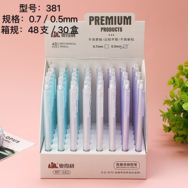 Automatic Pencil, Solid Color Semi-Transparent Pen Tube Automatic Pen, Available in Multiple Colors.