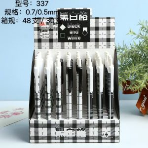 Black and White Checkered Personalized Automatic Pencil, Color Blocking Design Automatic Pencil.