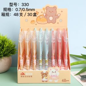 Bright Colored Transparent Mechanical Pencil, Cute Teddy Bear Themed Automatic Pencil.