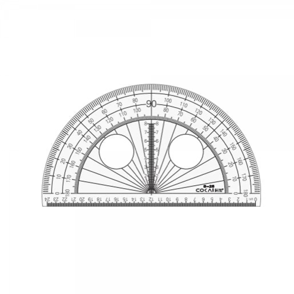 Protractor with Two Hollow Circular Holes