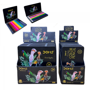 Magnificent Bird Themed Colored Pencils in Iron Box
