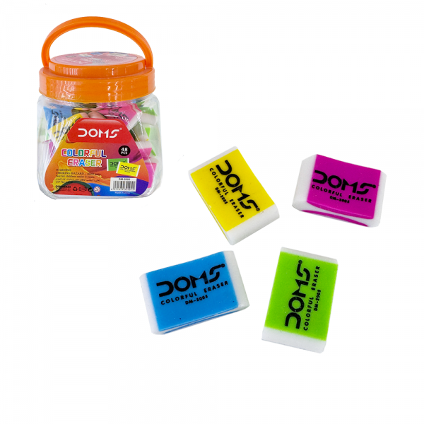 Fluorescent Square Eraser, Packaged in Plastic Drums.