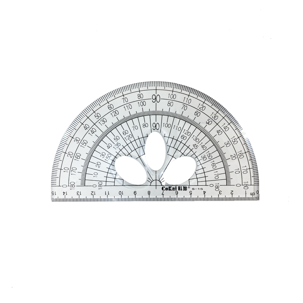 Protractor with 3 Elliptical Holes at the Center