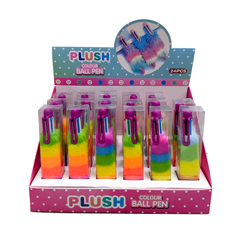 6-Color Rainbow Plush Ballpoint Pen